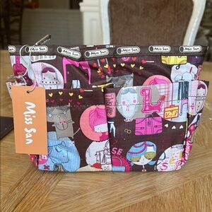 Miss San Brown and Pink Organizer/ Cosmetic Bag New w Tag